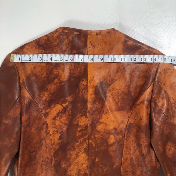 Prodi Marbled Tan Leather Button Stitch Jacket - Picture 6 of 8